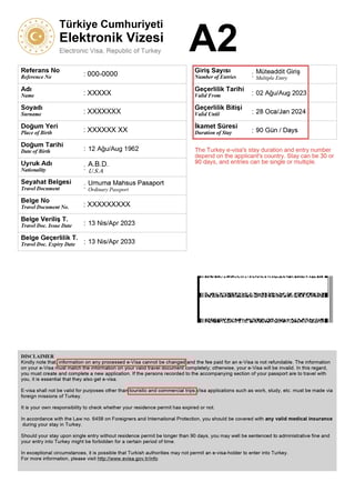 nformación de visa de Turquía