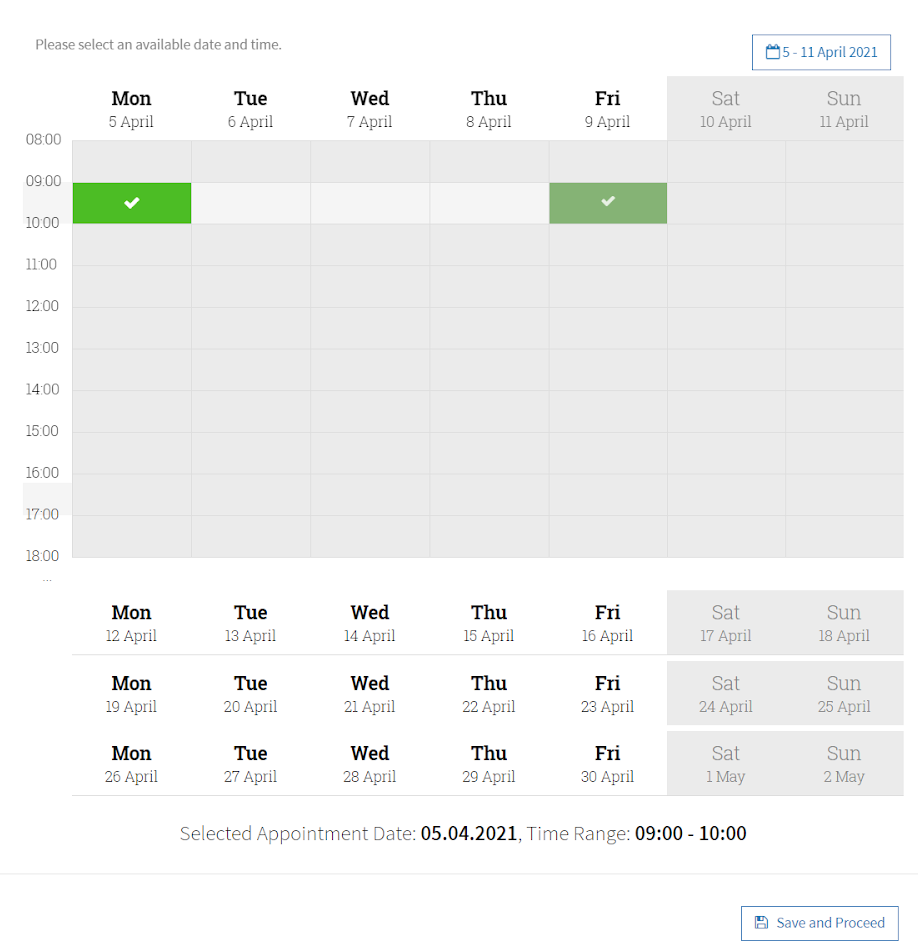 Pick date and time
