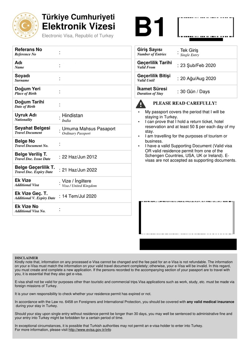 Turkey evisa with a United Kingdom Visa