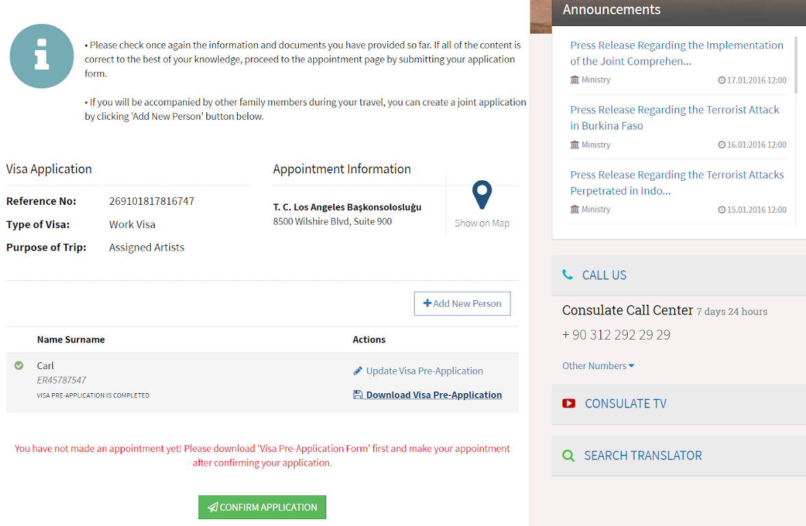 Visa Application